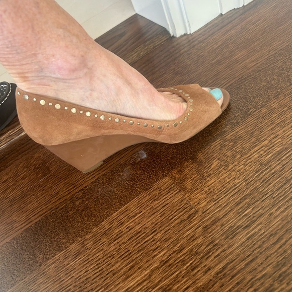 Womens Franco Sarto camel suede open-toe wedge shoe size 7- - Picture 5 of 5